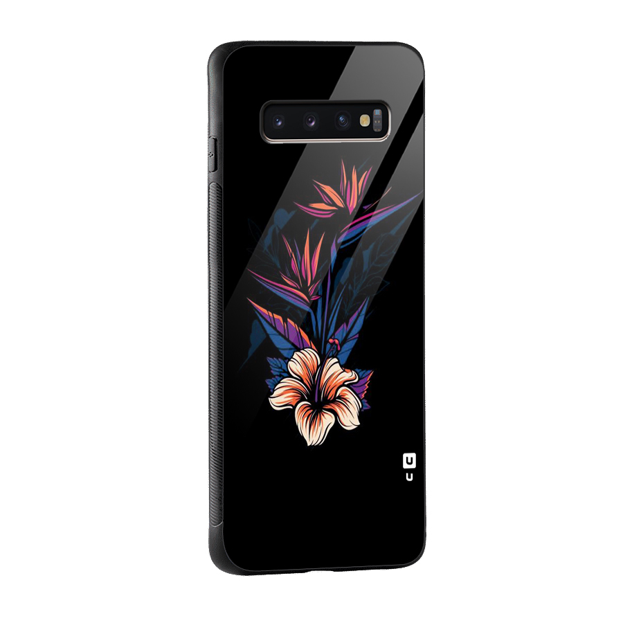 Single Painted Flower Glass Back Case for Galaxy S10 Plus
