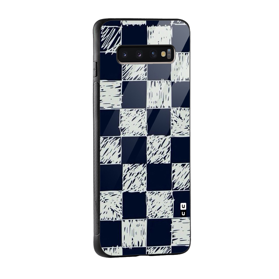 Sketchy Check Design Glass Back Case for Galaxy S10 Plus