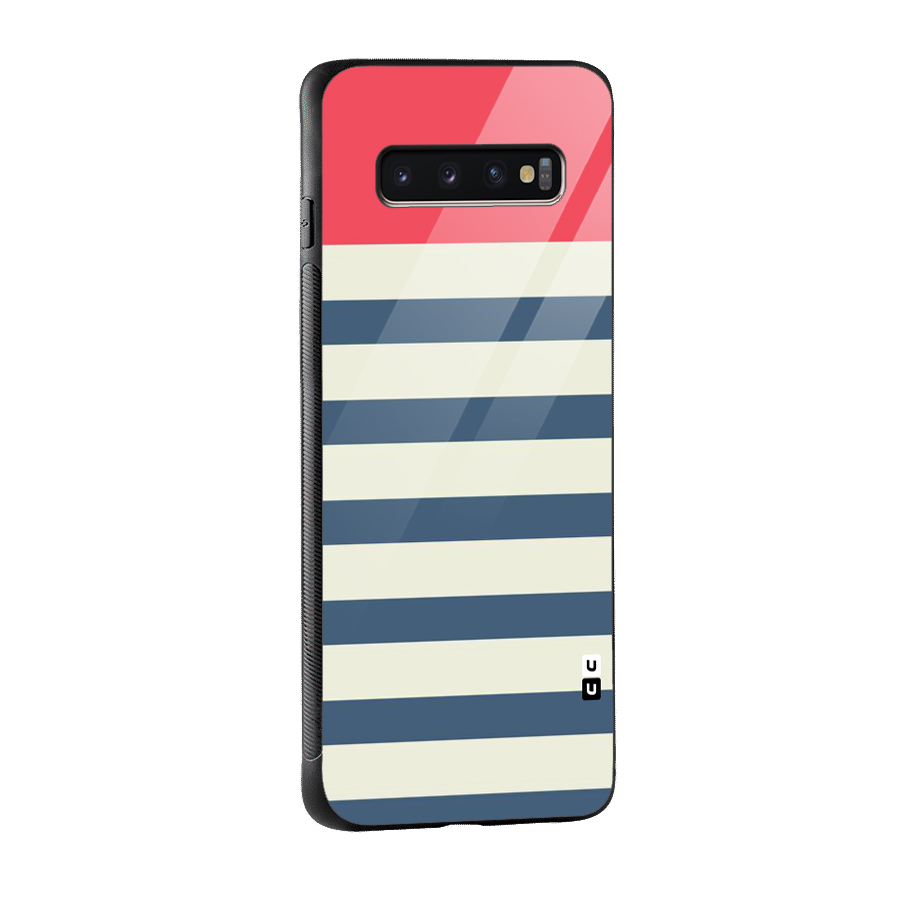 Solid Orange And Stripes Glass Back Case for Galaxy S10 Plus