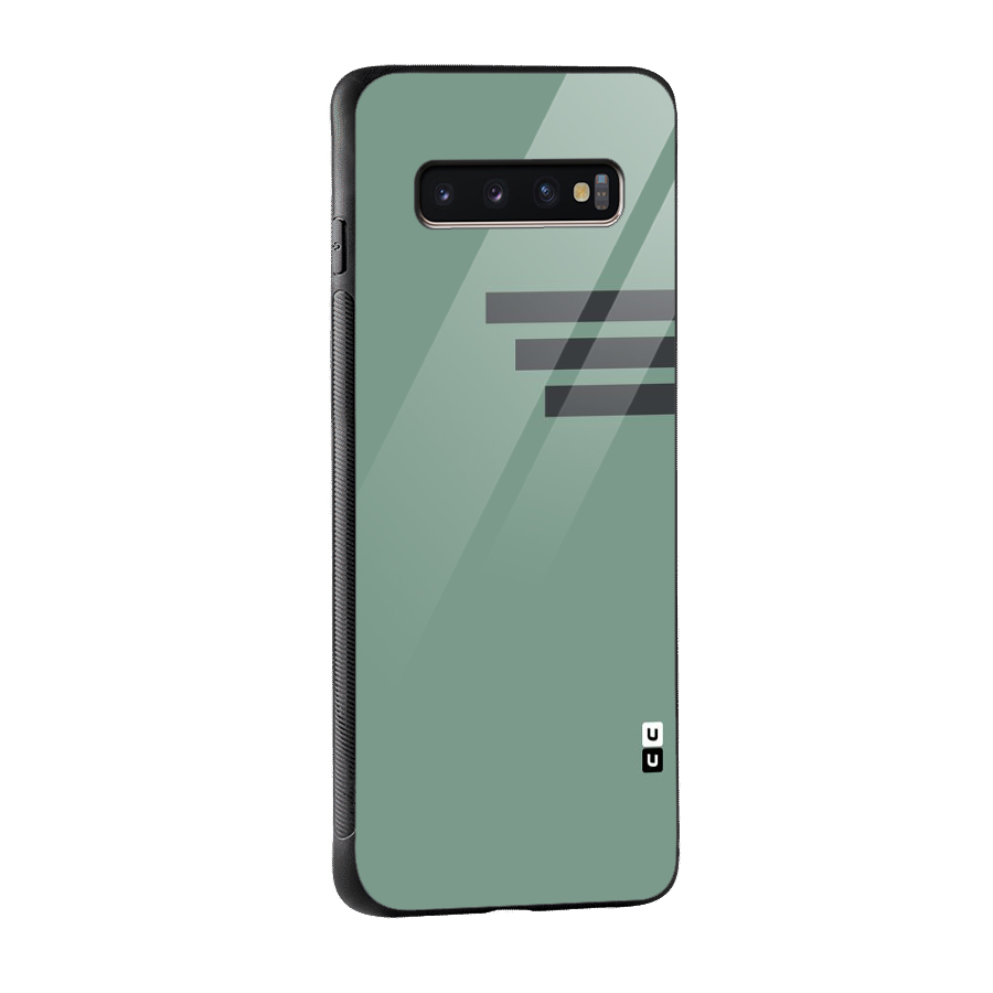 Solid Sports Stripe Glass Back Case for Galaxy S10 Plus