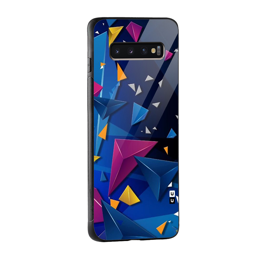 Space Colored Triangles Glass Back Case for Galaxy S10 Plus