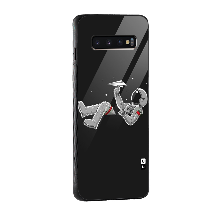 Spaceman Flying Glass Back Case for Galaxy S10 Plus
