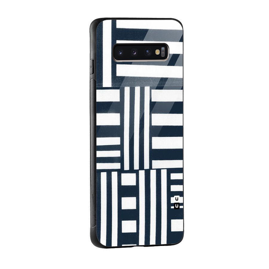 Square  Stripes Glass Back Case for Galaxy S10 Plus
