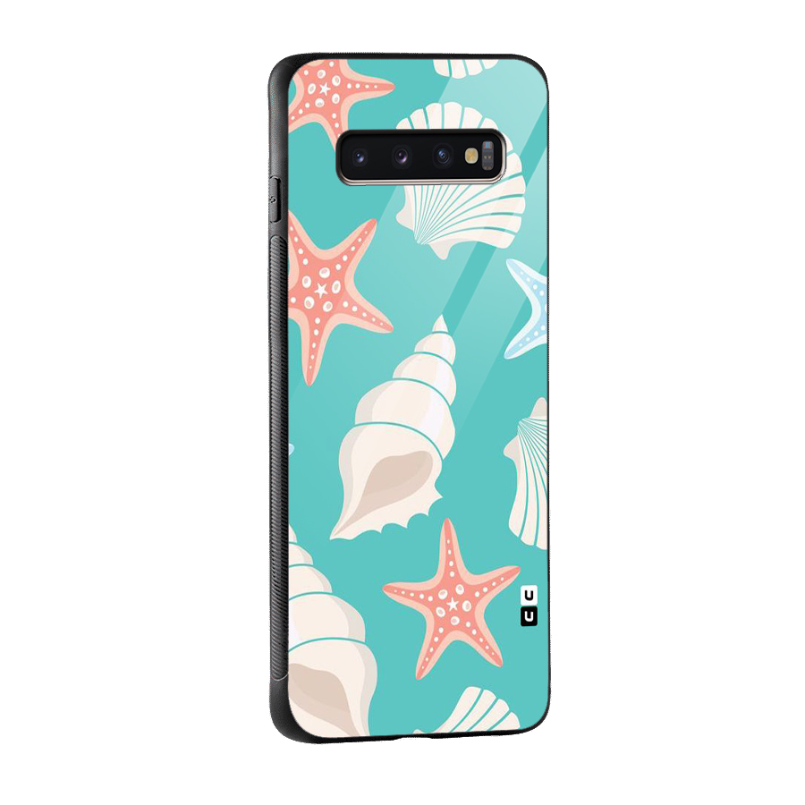 Starfish Sea Shell Glass Back Case for Galaxy S10 Plus
