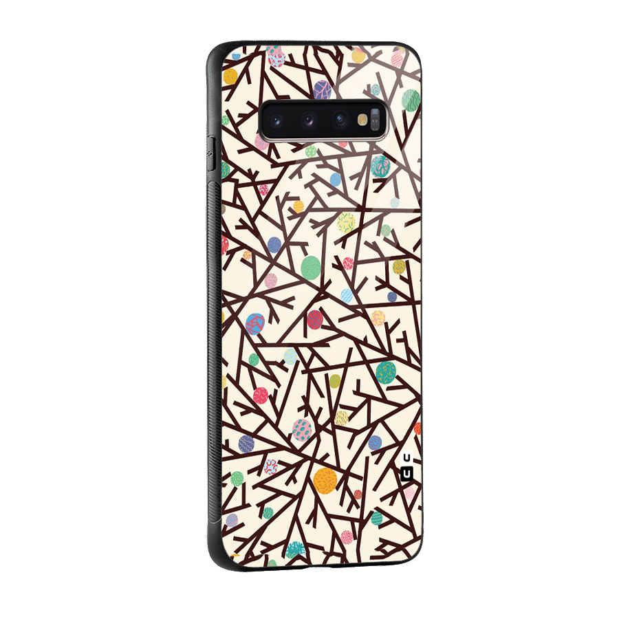 Stem Pattern Glass Back Case for Galaxy S10 Plus