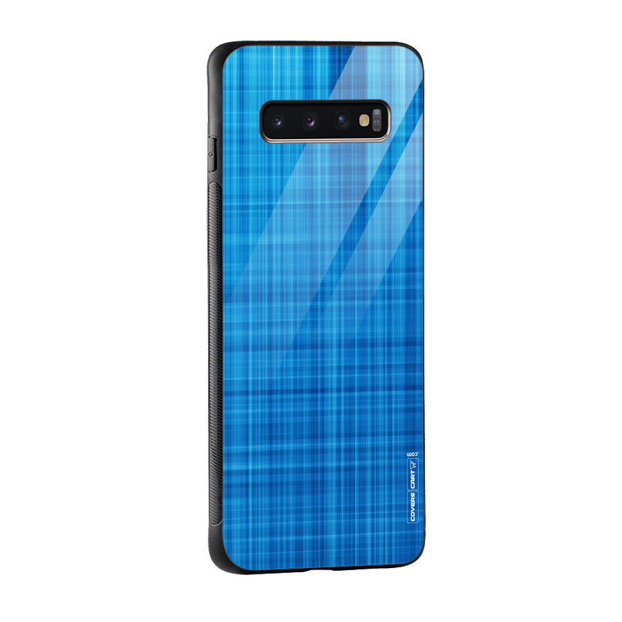 Stripe Blue Abstract Glass Back Case for Galaxy S10 Plus