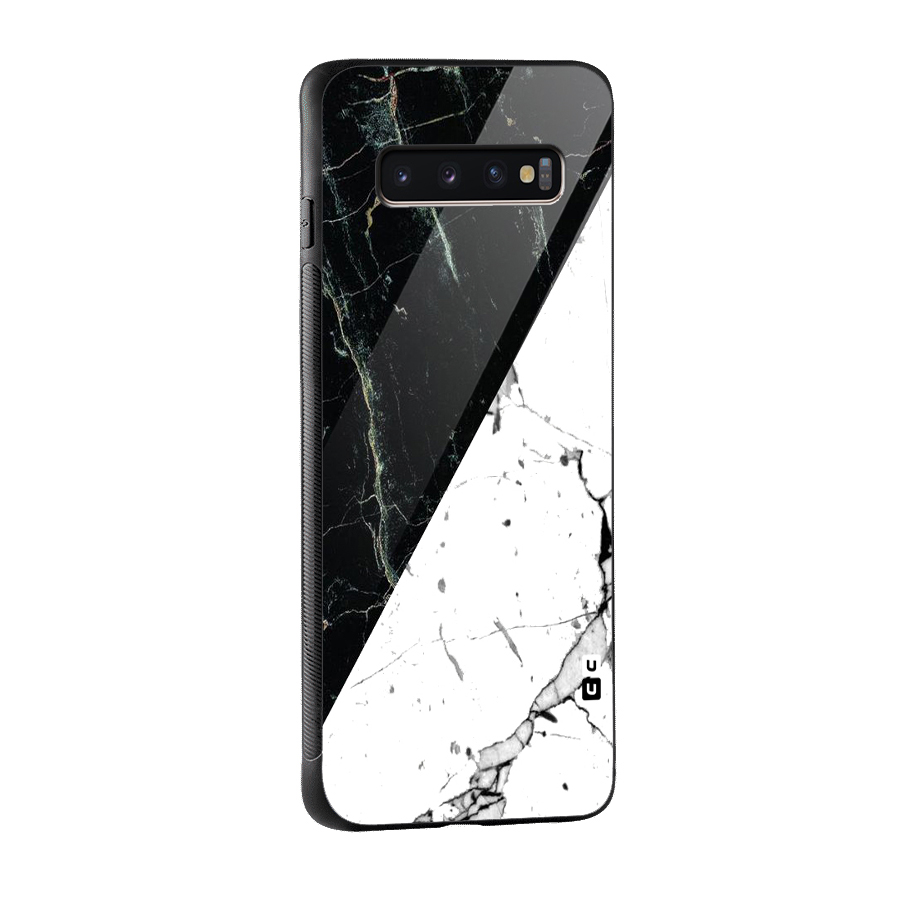 Stylish Diagonal Marble Glass Back Case for Galaxy S10 Plus