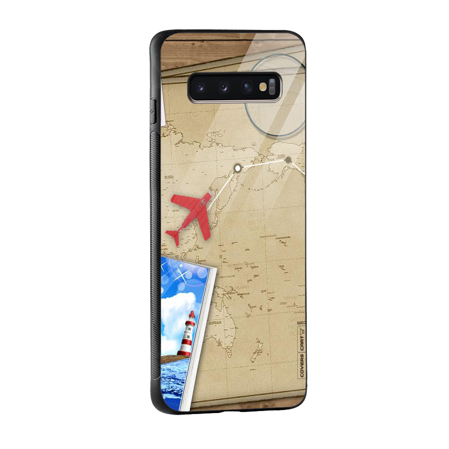 Summer Travel Glass Back Case for Galaxy S10 Plus