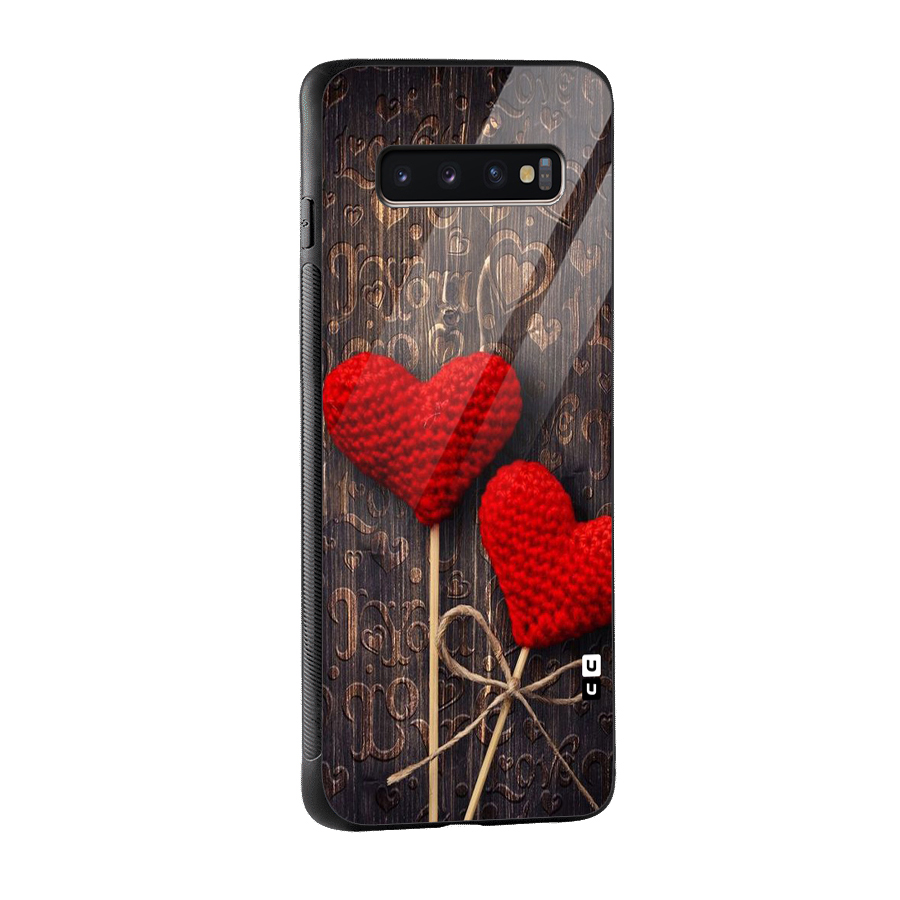Thread Art Wooden Print Glass Back Case for Galaxy S10 Plus
