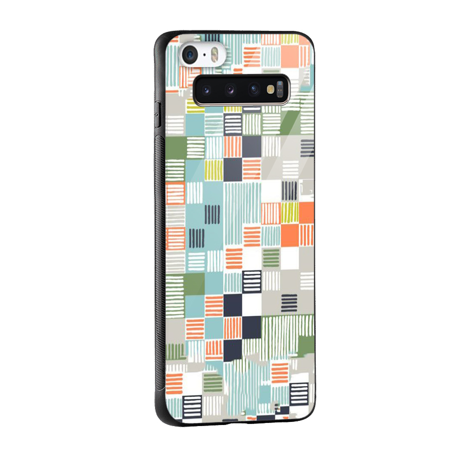 Tiny Boxes Stripes Glass Back Case for Galaxy S10 Plus