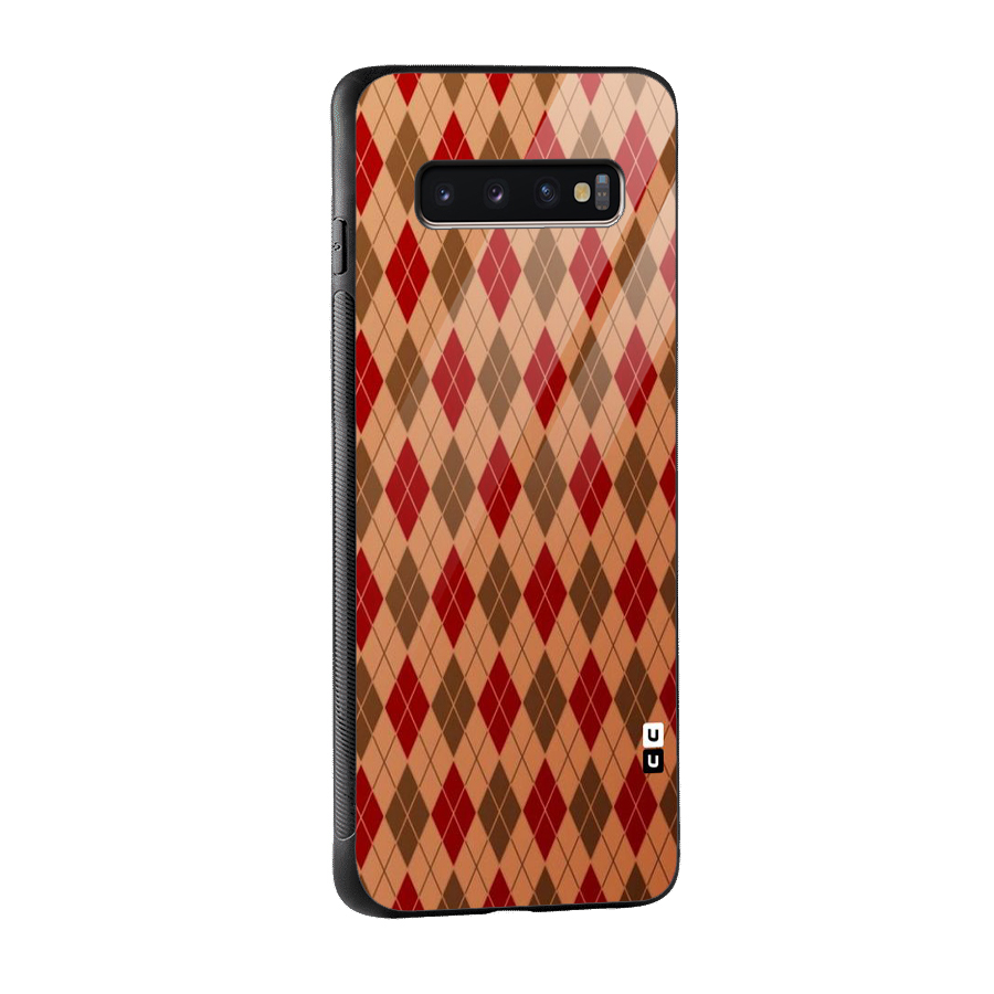 Tiny Checks Diamond Glass Back Case for Galaxy S10 Plus