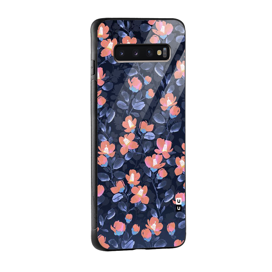 Tiny Peach Flowers Glass Back Case for Galaxy S10 Plus