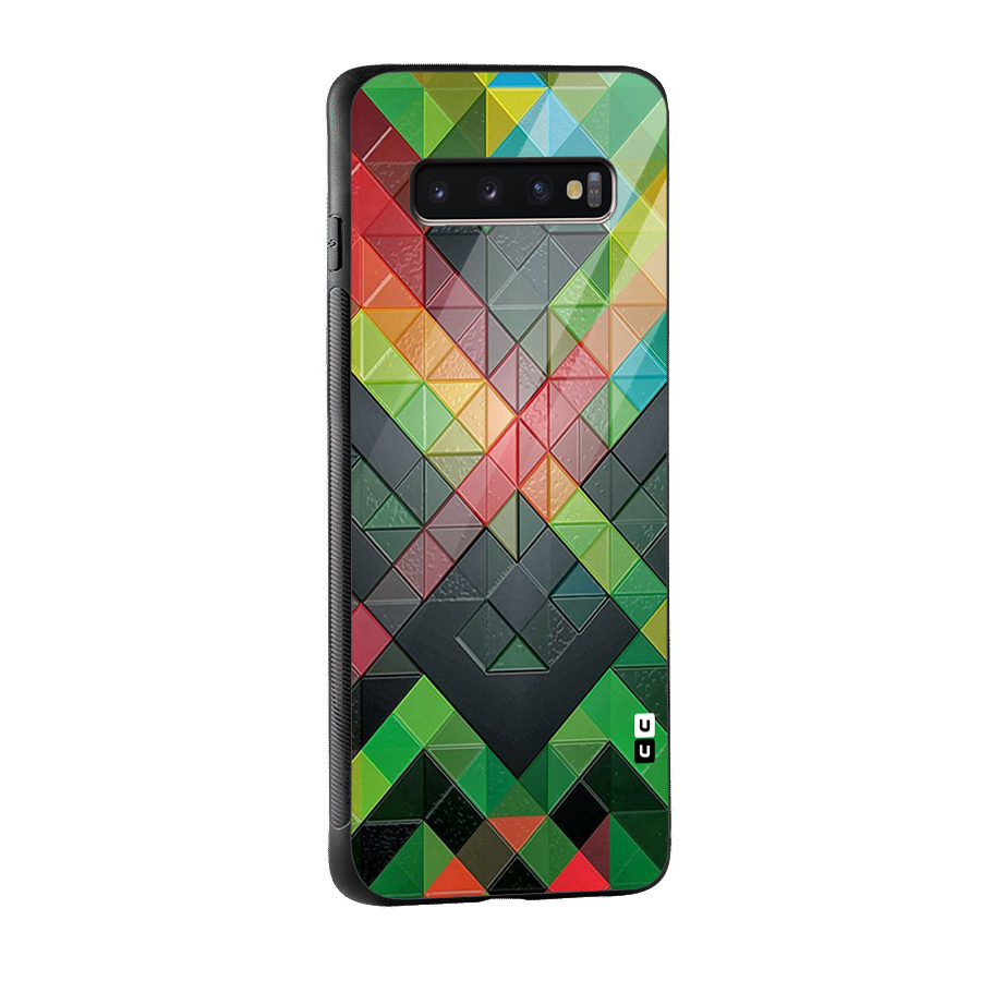 Too Much Colors Pattern Glass Back Case for Galaxy S10 Plus