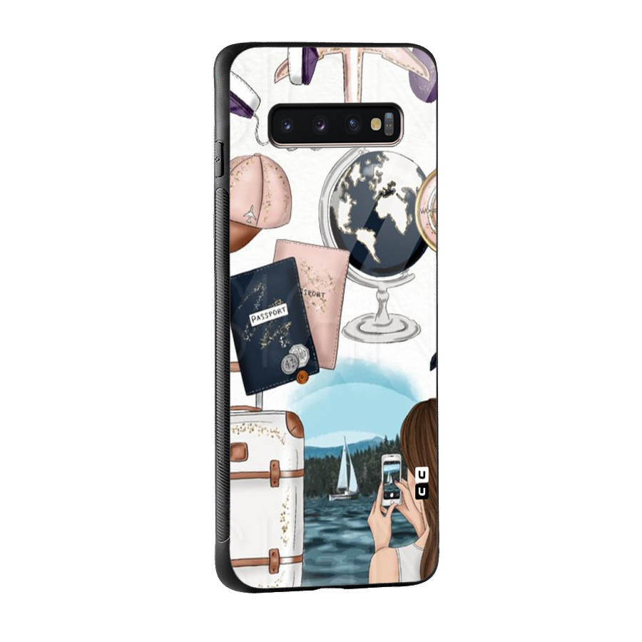 Travel Diaries Glass Back Case for Galaxy S10 Plus