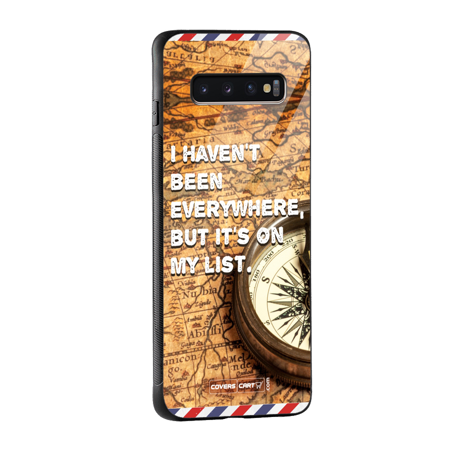 Travel Map Glass Back Case for Galaxy S10 Plus