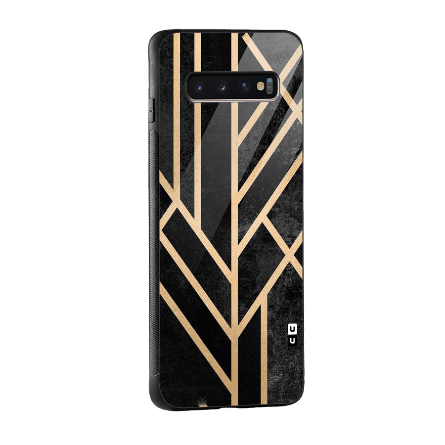 Tri Lines Gold Glass Back Case for Galaxy S10 Plus