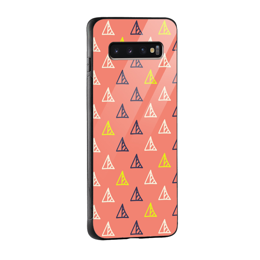 Triangular Boho Pattern Glass Back Case for Galaxy S10 Plus