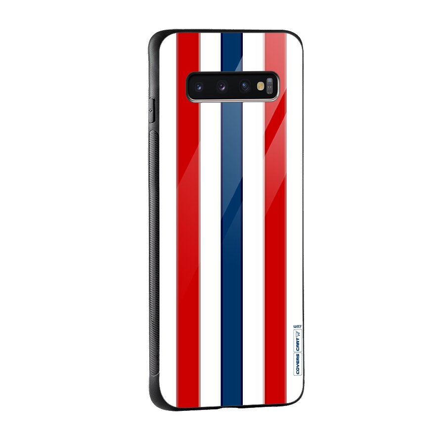 Tricolor Stripes Glass Back Case for Galaxy S10 Plus