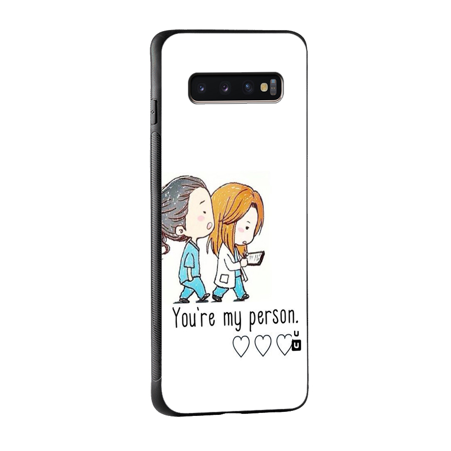 Two Friends In Coat Glass Back Case for Galaxy S10 Plus