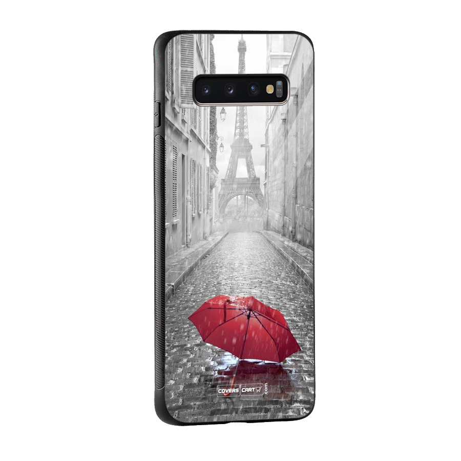 Umbrella Paris Glass Back Case for Galaxy S10 Plus