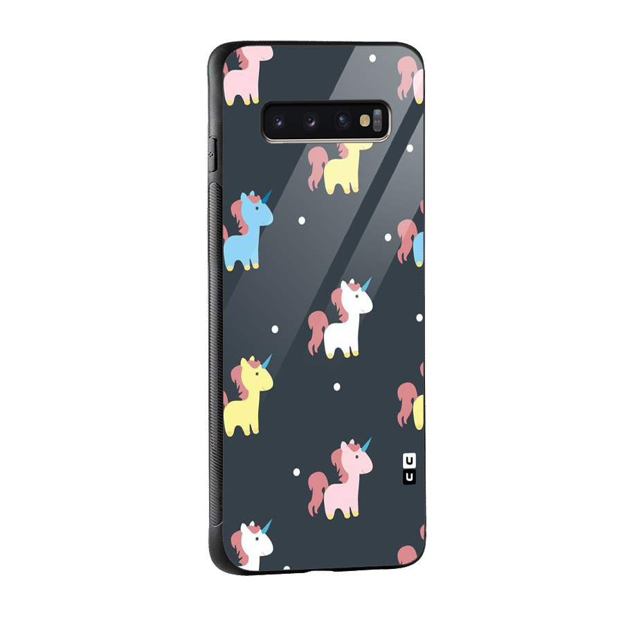 Unicorn Pattern Glass Back Case for Galaxy S10 Plus