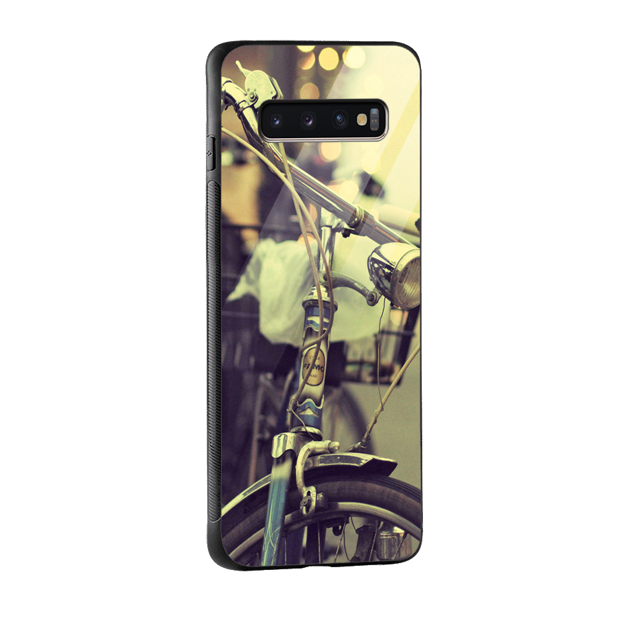 Vintage Bicycle Glass Back Case for Galaxy S10 Plus