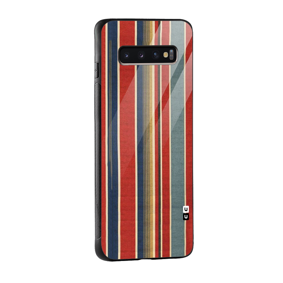 Vintage Disort Stripes Glass Back Case for Galaxy S10 Plus