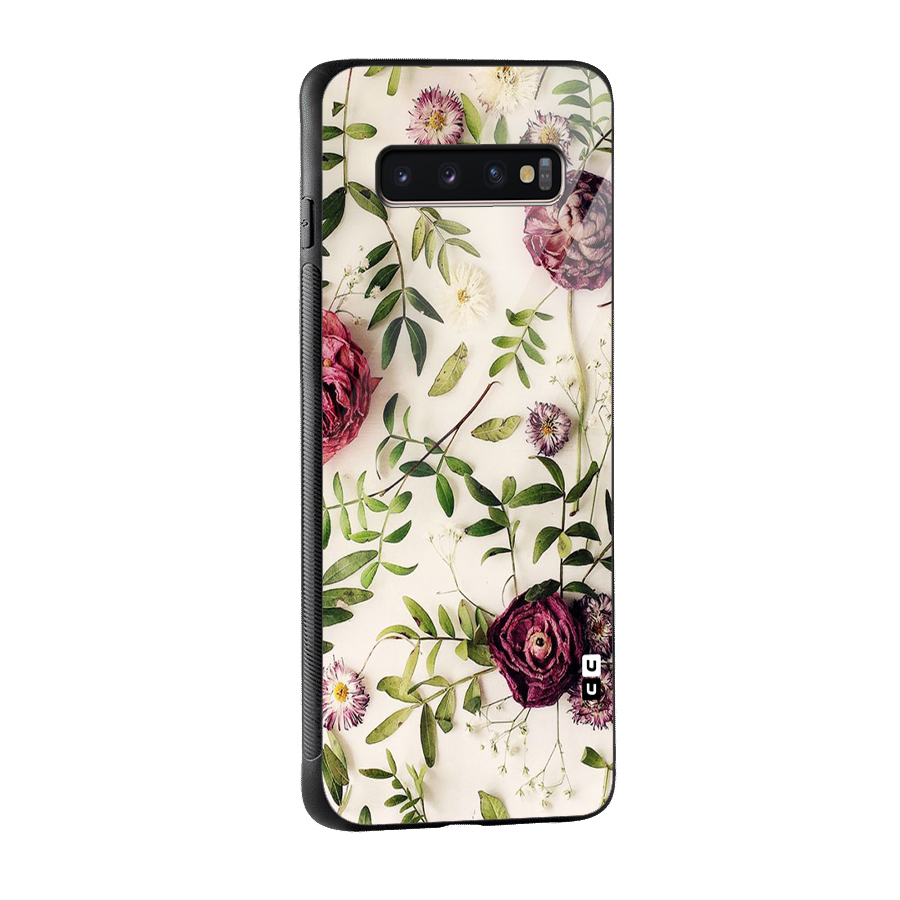 Vintage Rust Floral Glass Back Case for Galaxy S10 Plus