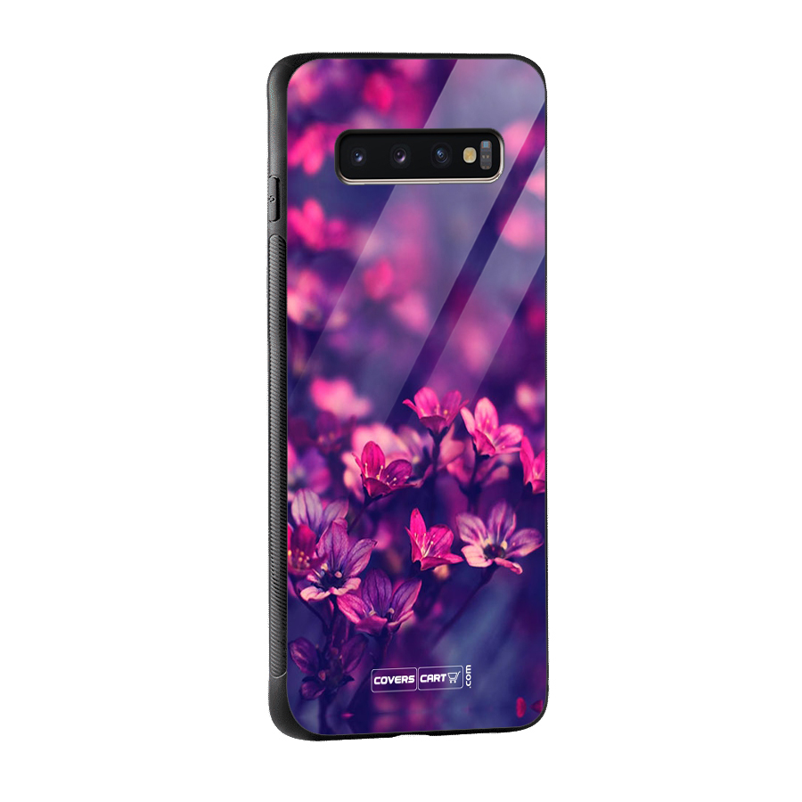 Violet Floral Glass Back Case for Galaxy S10 Plus