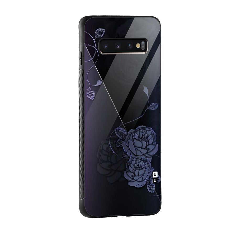 Voilet Floral Design Glass Back Case for Galaxy S10 Plus