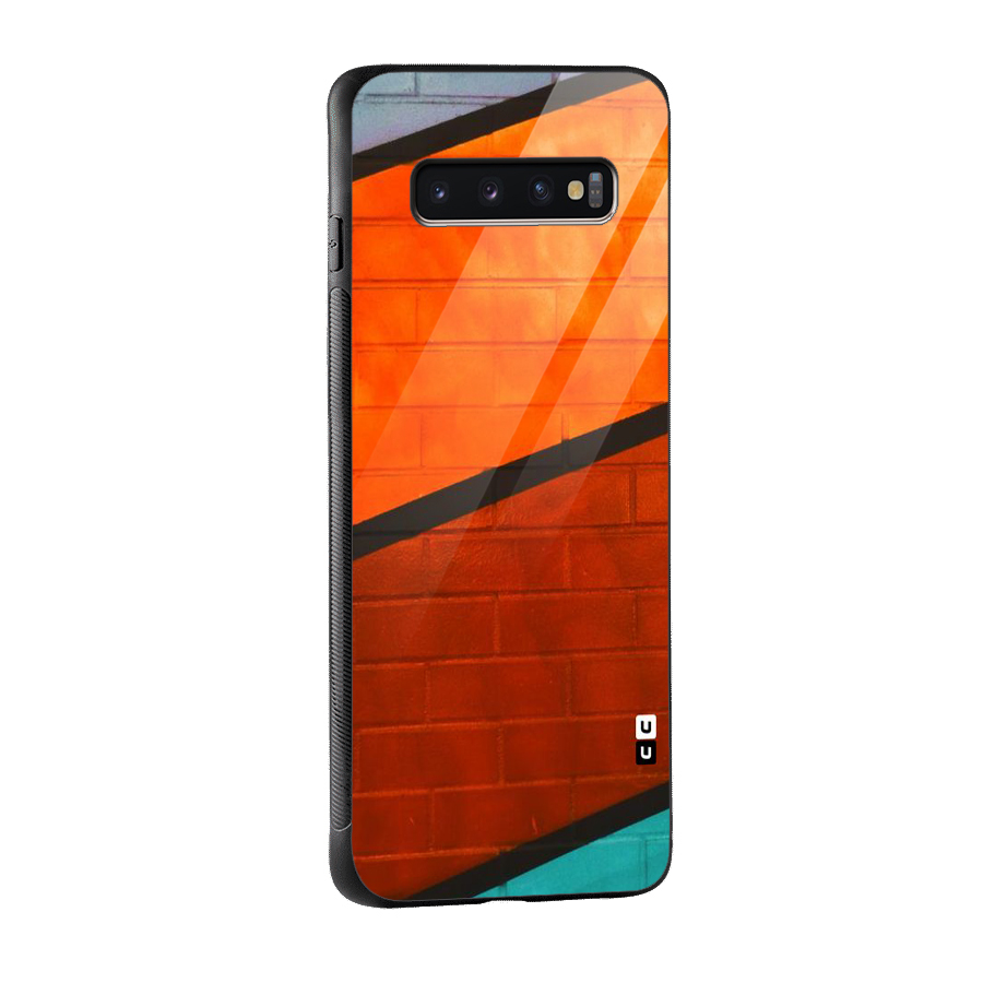 Wall Diagonal Stripes Glass Back Case for Galaxy S10 Plus
