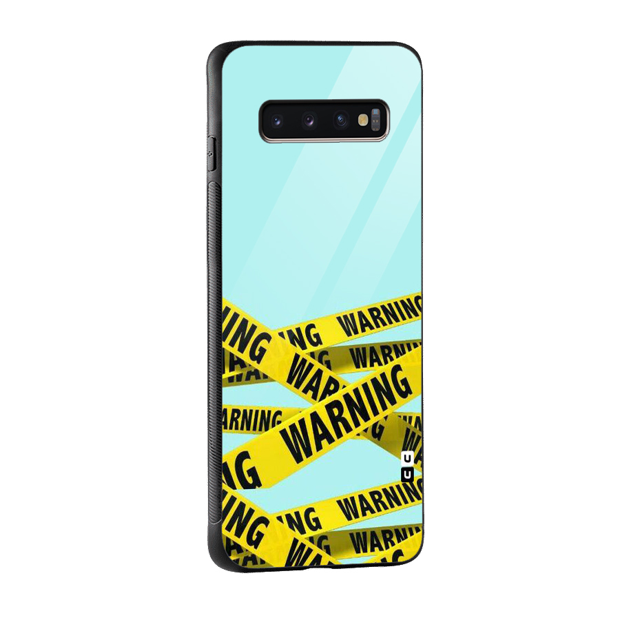 Warning Design Glass Back Case for Galaxy S10 Plus