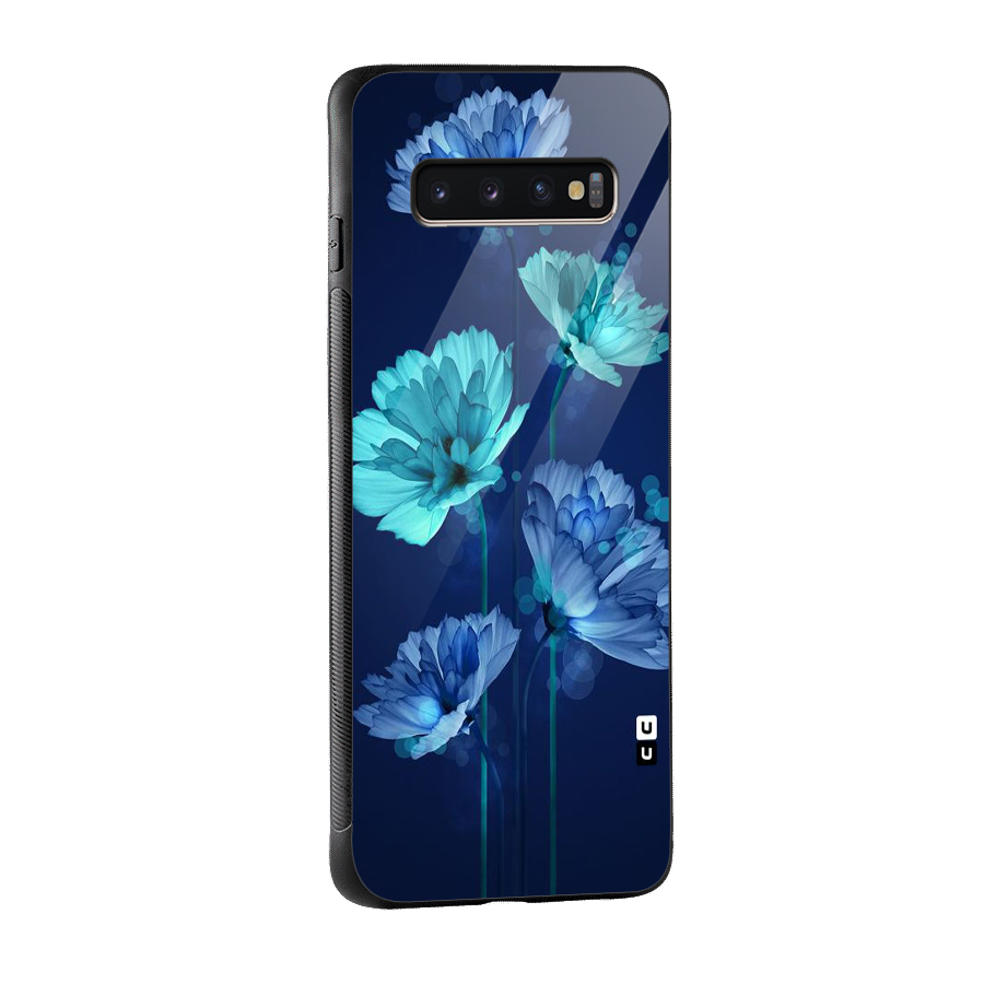 Water Flowers Glass Back Case for Galaxy S10 Plus
