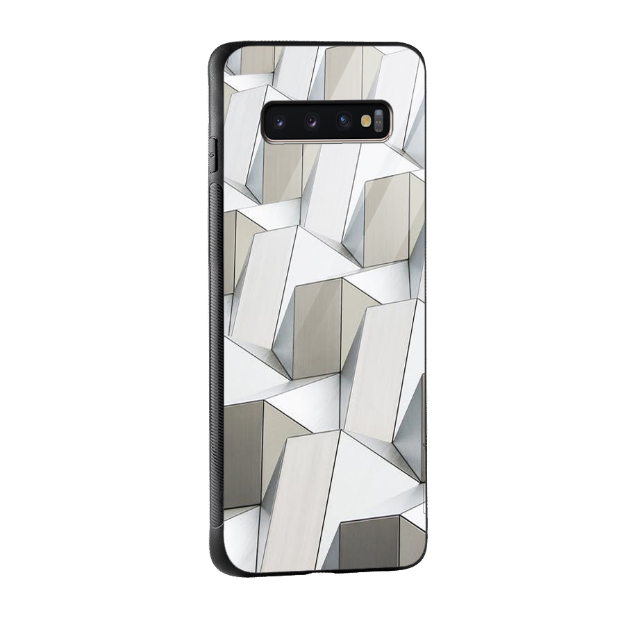 White Abstract Art Glass Back Case for Galaxy S10 Plus
