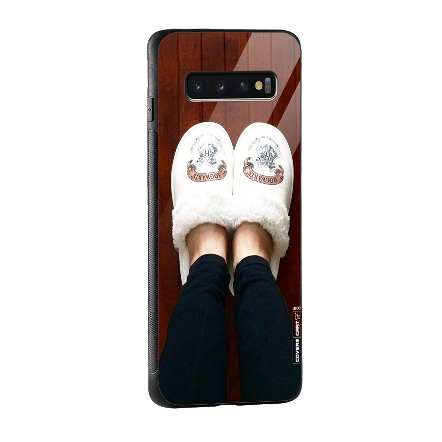 White Feets Glass Back Case for Galaxy S10 Plus
