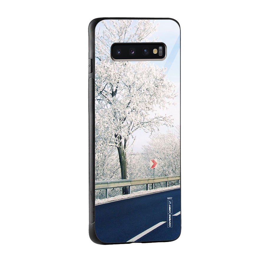 White Snow Tree Glass Back Case for Galaxy S10 Plus