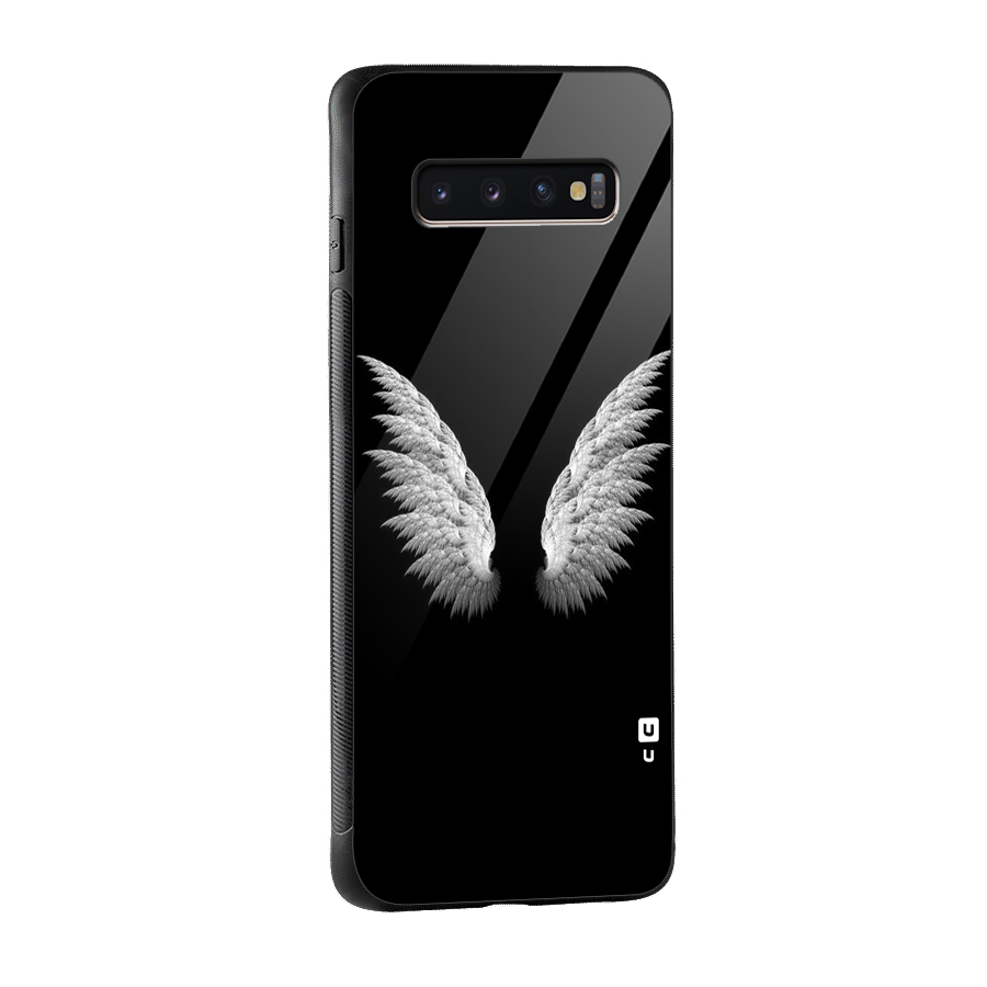 White Wings Glass Back Case for Galaxy S10 Plus