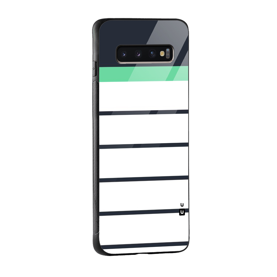 White and Simple Stripes Glass Back Case for Galaxy S10 Plus