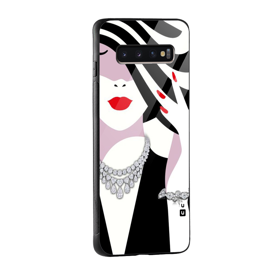 Women Beauty Glass Back Case for Galaxy S10 Plus