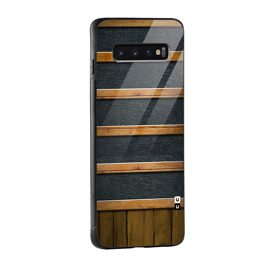 Wood Design Glass Back Case for Galaxy S10 Plus