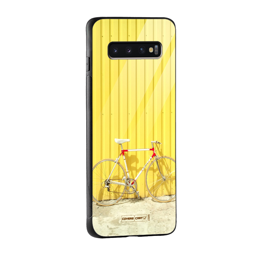 Yellow Cycle Classic Glass Back Case for Galaxy S10 Plus