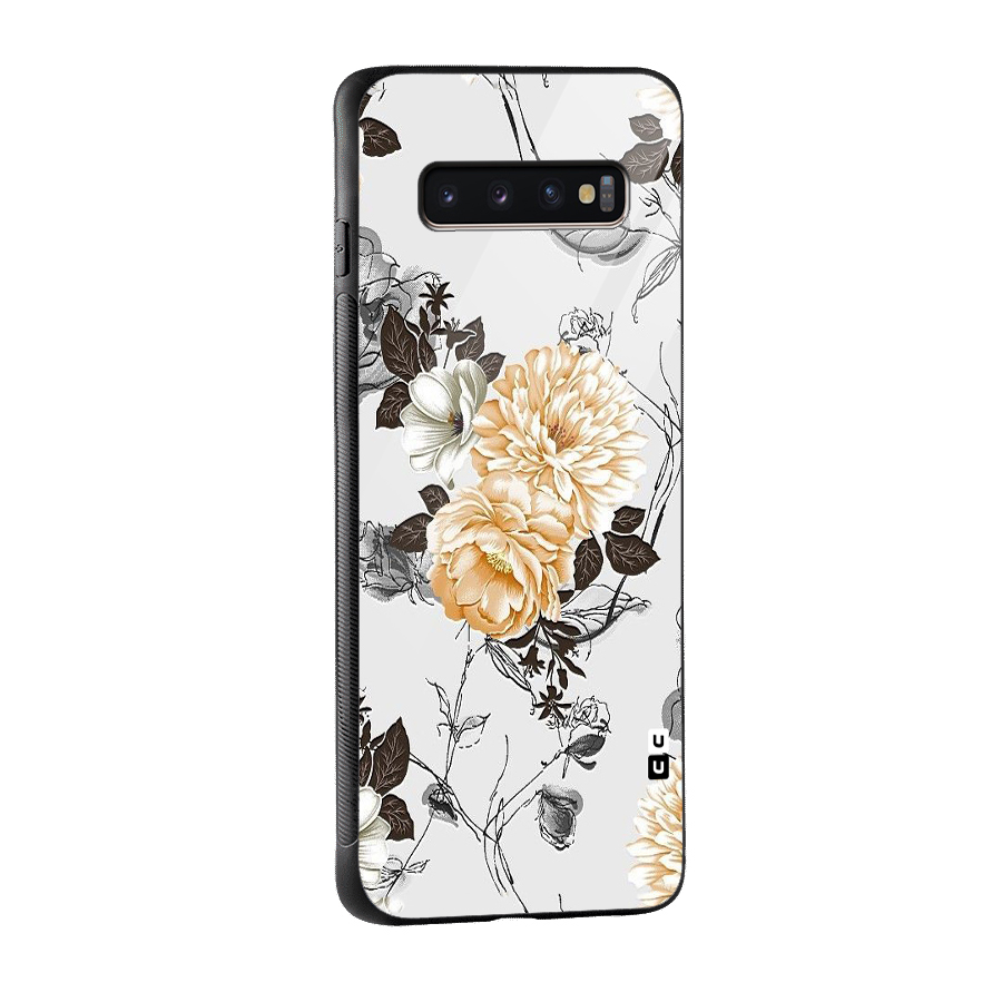 Yellow Floral Glass Back Case for Galaxy S10 Plus