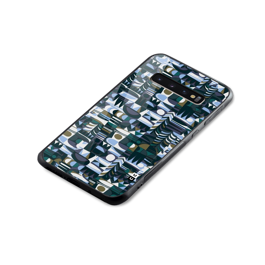 Abstract Blues Glass Back Case for Galaxy S10 Plus