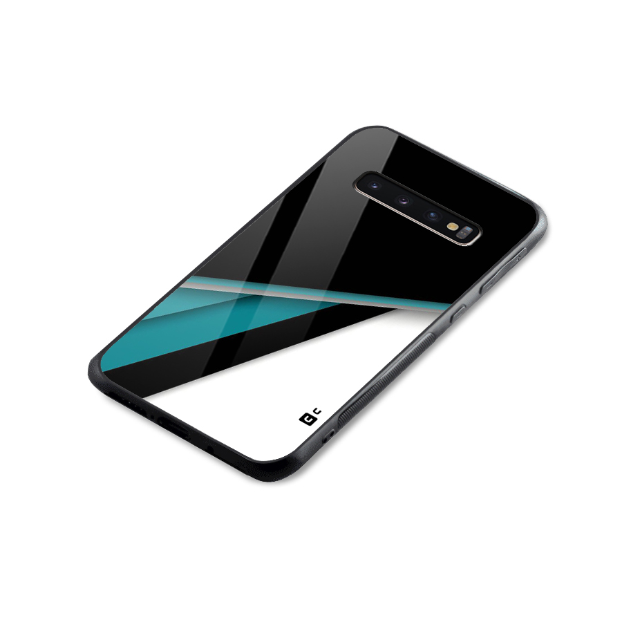 Abstract Lines Of Blue Glass Back Case for Galaxy S10 Plus