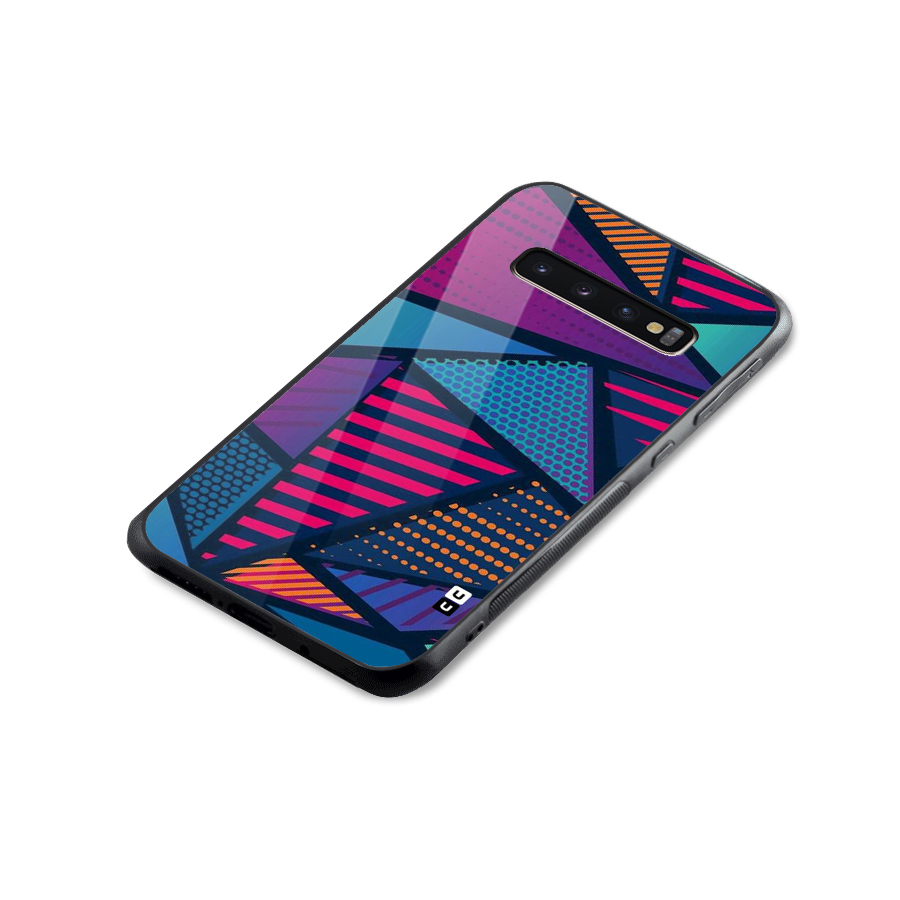 Abstract Lines Polka Glass Back Case for Galaxy S10 Plus