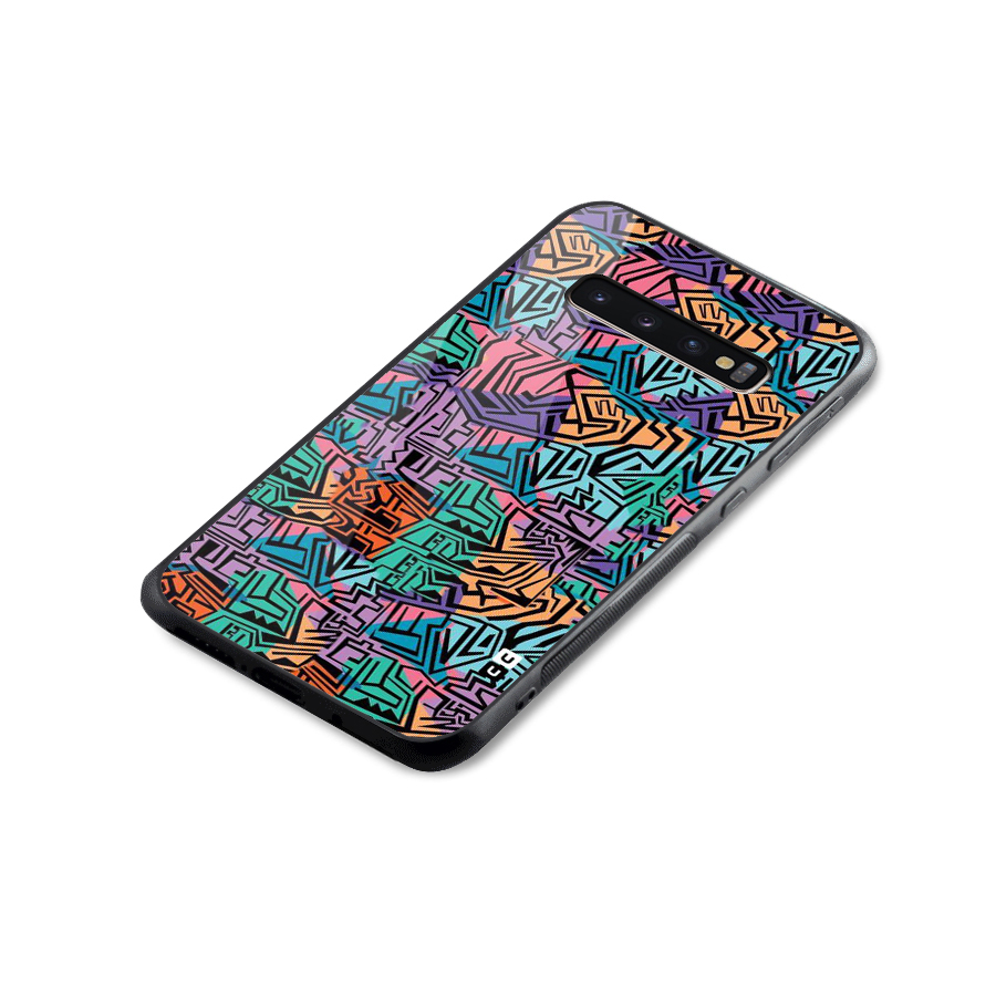 Abstract Lining Colors Glass Back Case for Galaxy S10 Plus