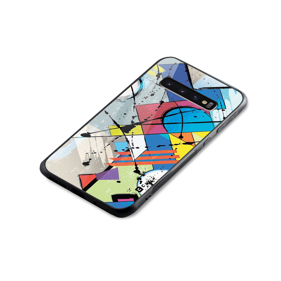 Abstract Paint Shape Glass Back Case for Galaxy S10 Plus