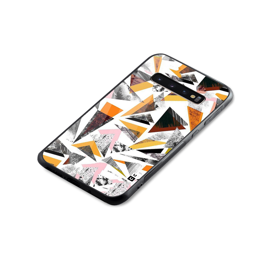 Abstract Sketchy Triangles Glass Back Case for Galaxy S10 Plus