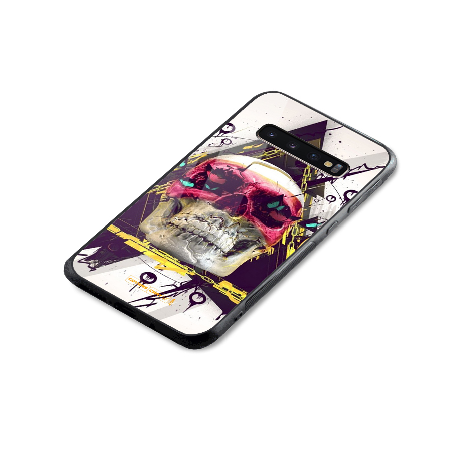 Abstract Skull Glass Back Case for Galaxy S10 Plus