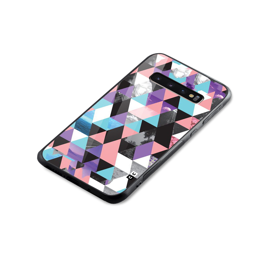 Abstract Splash Triangles Glass Back Case for Galaxy S10 Plus